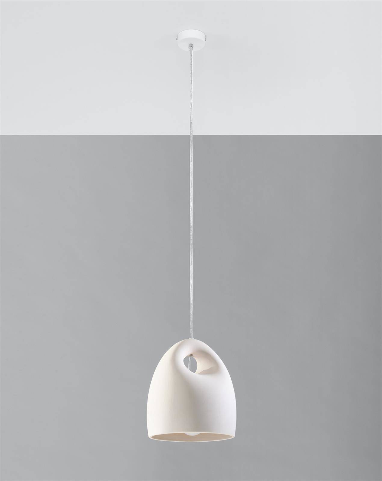 Biała wisząca lampa ceramiczna Bukano