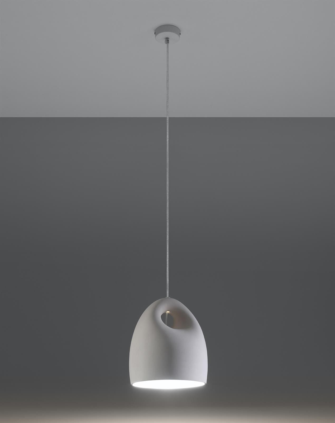 Biała wisząca lampa ceramiczna Bukano