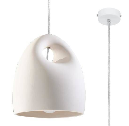 Biała wisząca lampa ceramiczna Bukano