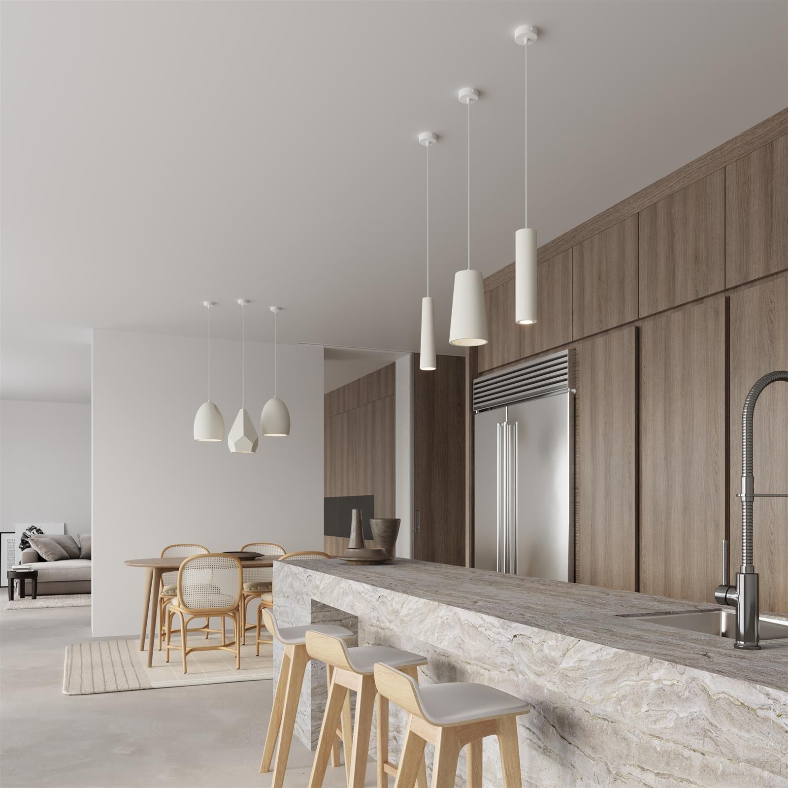 Biała wisząca lampa ceramiczna Bukano