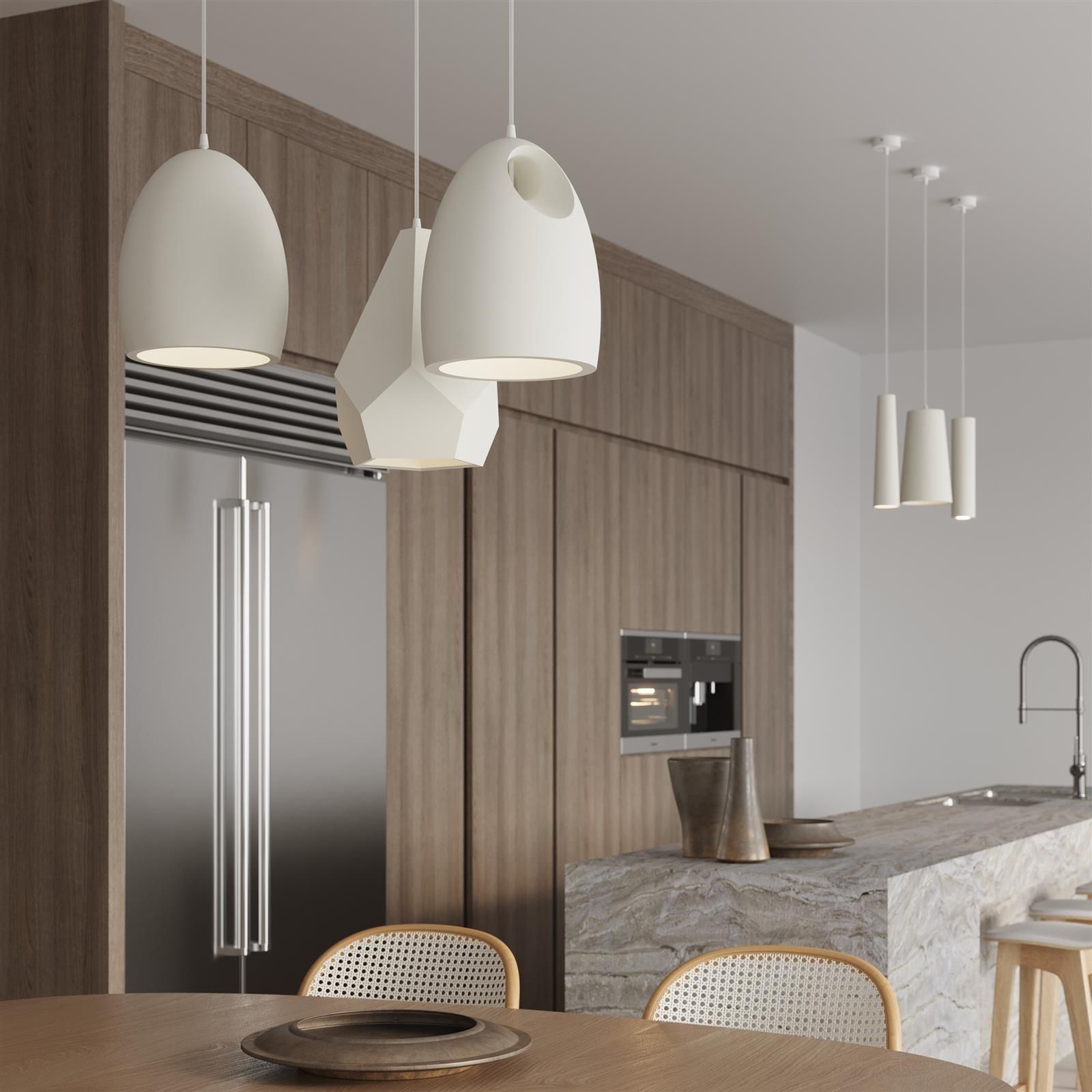 Biała wisząca lampa ceramiczna Bukano