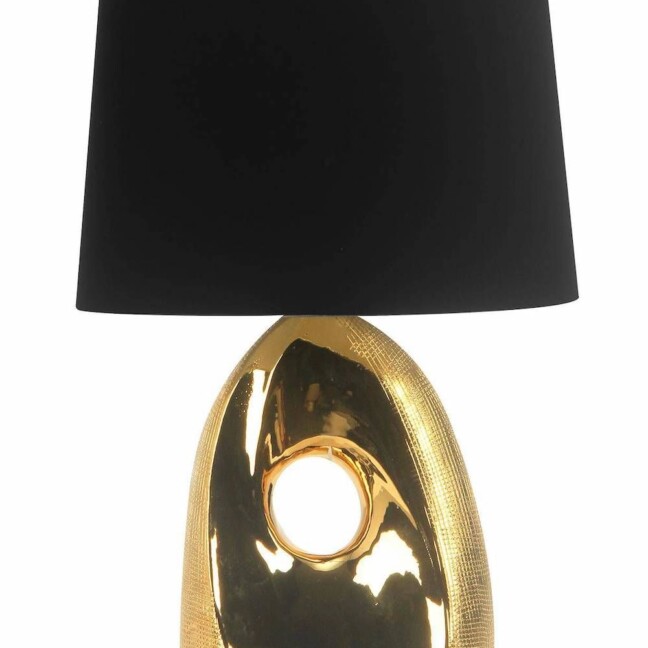 Lampa stołowa Hierro z czarnym abażurem i złotą podstawą