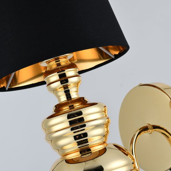 Złoty kinkiet Queen z czarnym abażurem