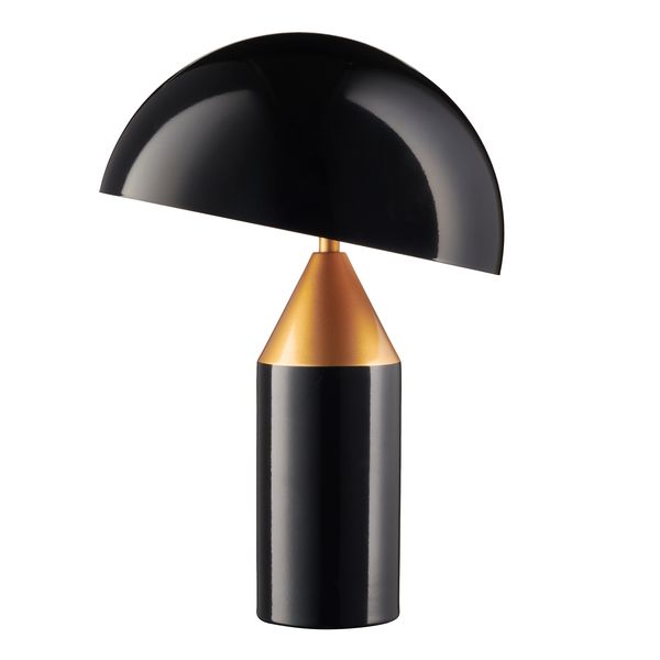 Czarna lampa stołowa Belfugo z eleganckimi złotymi akcentami