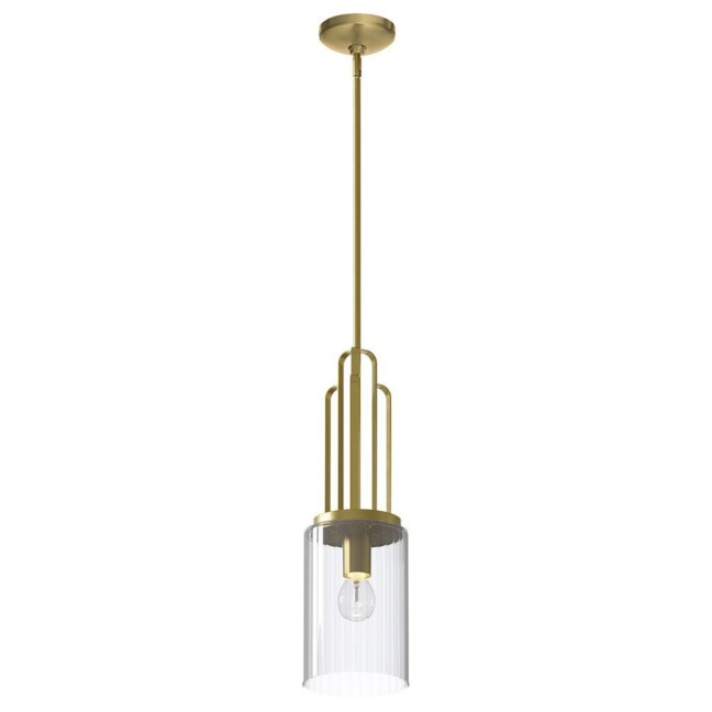 Wisząca lampa Kimrose z jednym punktem świetlnym w efekcie szczotkowanego mosiądzu