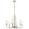 Żyrandol Kimrose z żebrowanego szkła o wyglądzie polerowanego niklu