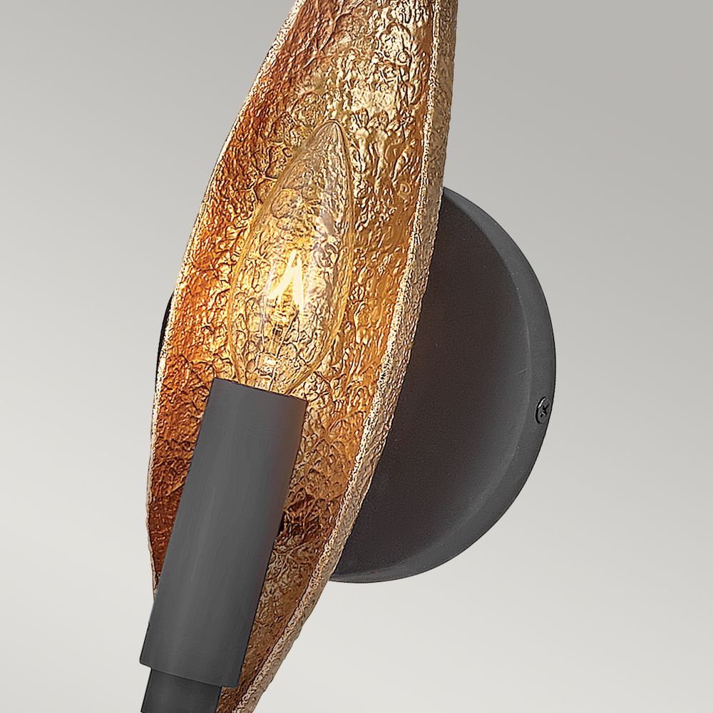 Kinkiet Willow z jednym punktem świetlnym, inspirowany kształtem liścia