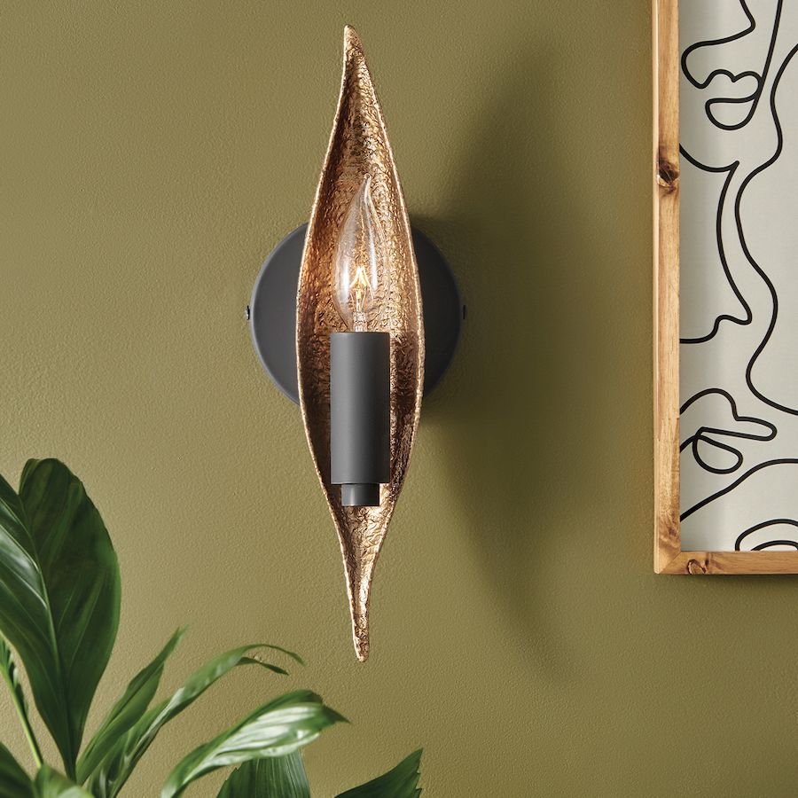 Kinkiet Willow z jednym punktem świetlnym, inspirowany kształtem liścia