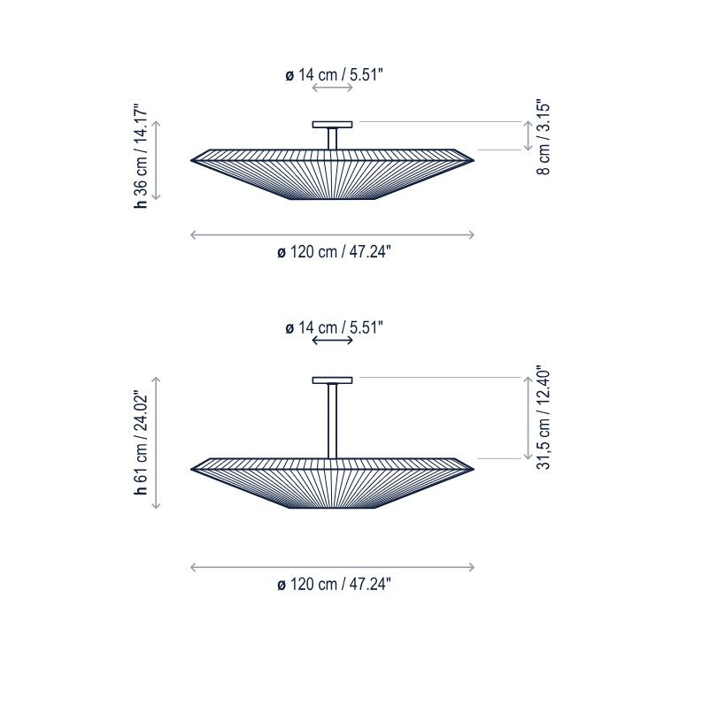 Biały plafon Siam 120 z plisowanym kloszem