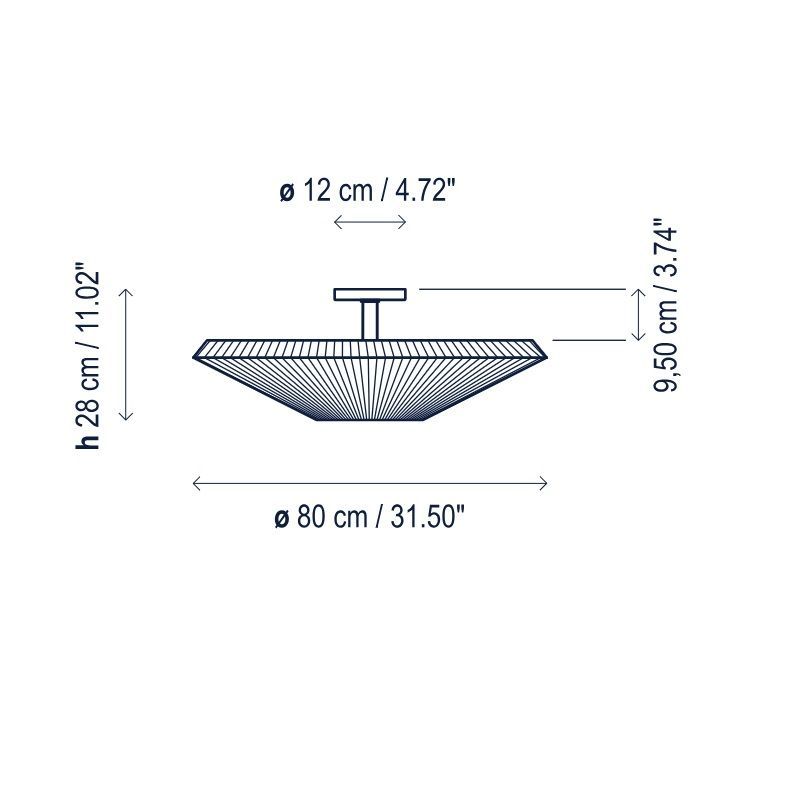 Plisowana kremowa lampa sufitowa Siam 80