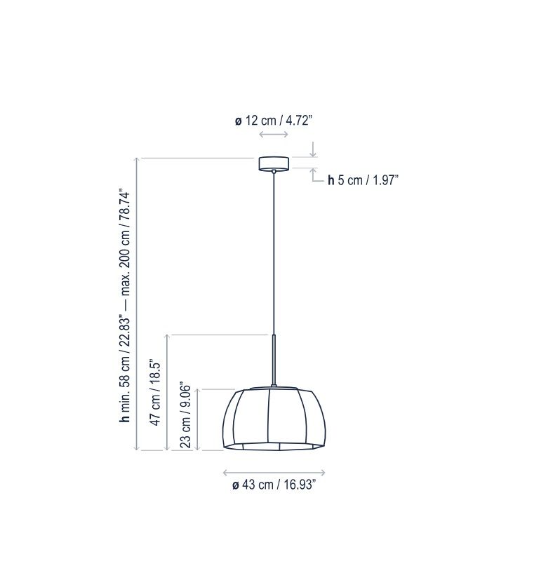 Beżowa wisząca lampa Tanit S/43 z bawełnianego sznurka