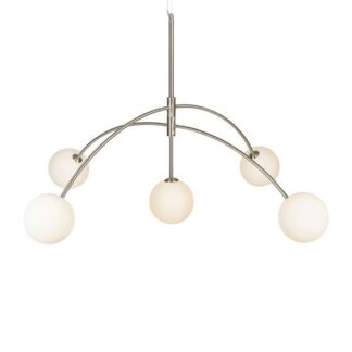 Srebrna łukowa lampa wisząca Heaven z szklanymi kloszami