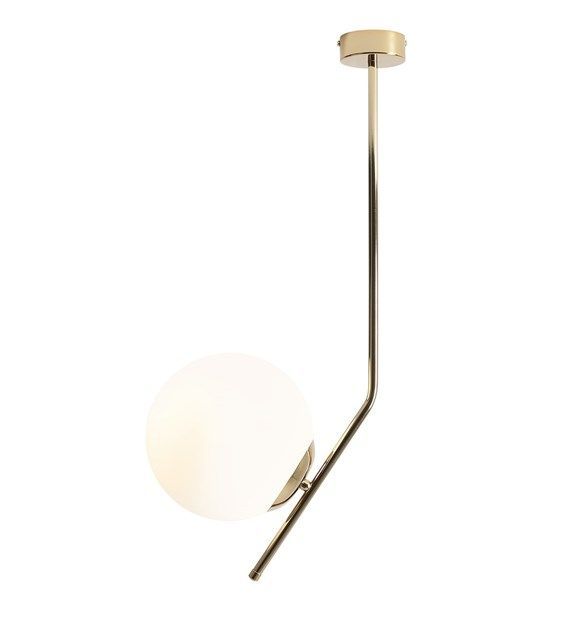 Złota lampa sufitowa Gallia z kloszem w kształcie kuli