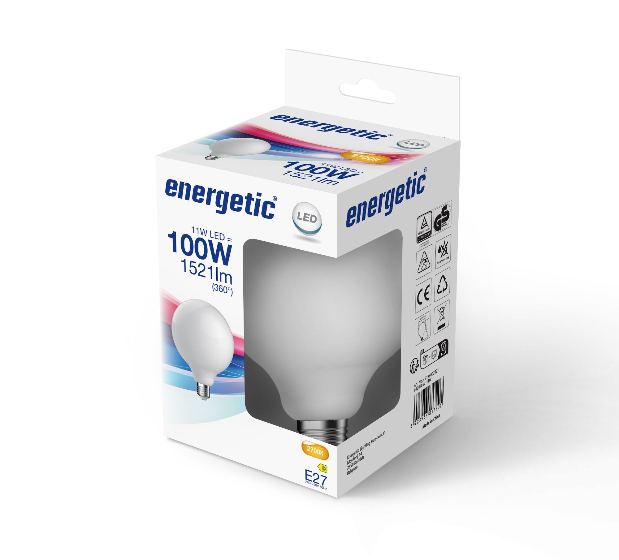 Żarówka LED Nordlux G120, E27, 11W, ciepła biel 2700K