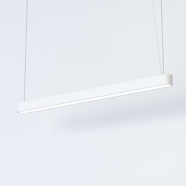 Biała, wisząca lampa Soft LED o wymiarach 125x6 cm