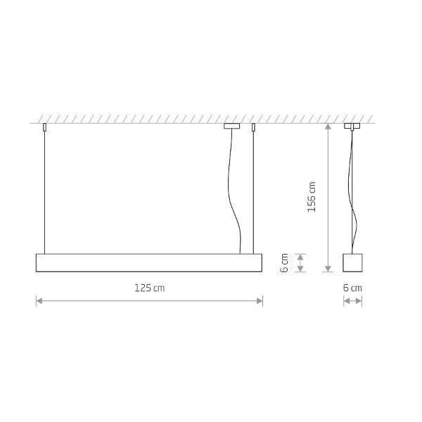 Biała, wisząca lampa Soft LED o wymiarach 125x6 cm