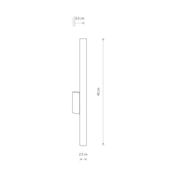 Czarny kinkiet Laser w formie tuby o wysokości 40 cm