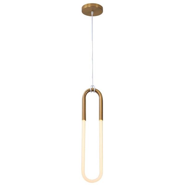 Złota lampa wisząca LED o minimalistycznym designie w kształcie U