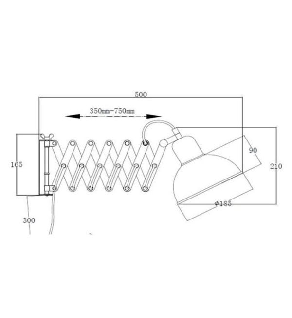 Czarny, błyszczący kinkiet Riggs z wysięgnikiem
