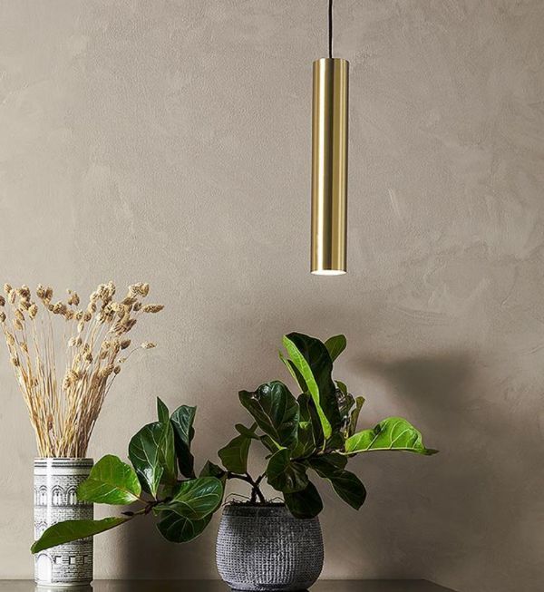 Lampa sufitowa Ruben w kształcie złotej tuby