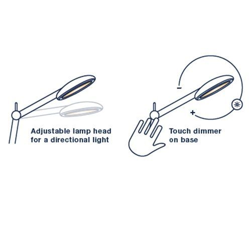 Regulowana czarna lampa biurkowa Bend od Nordlux z wbudowanym portem USB