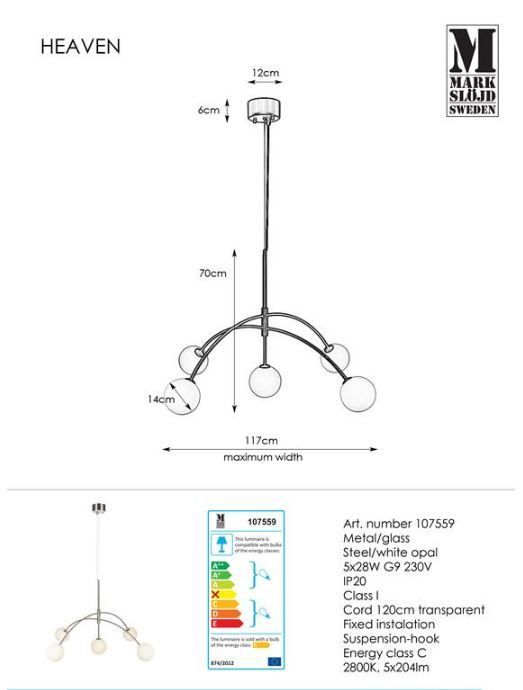 Srebrna łukowa lampa wisząca Heaven z szklanymi kloszami