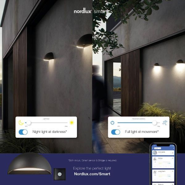 Szary kinkiet Arcus z funkcją LED, Bluetooth i inteligentnym oświetleniem