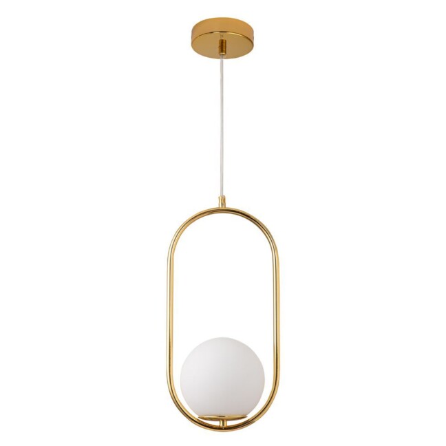 Złota, wisząca lampa Costa Solo o średnicy 40 cm