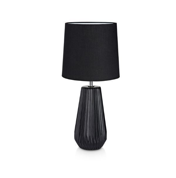 Lampa stołowa Nicci z czarnym abażurem i ceramiczną podstawą