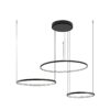 Czarna wisząca lampa Circolo z trzema okręgami LED o ciepłej barwie 3000K idealna do salonu