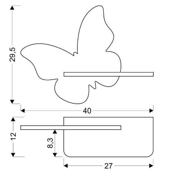 Miętowy kinkiet Butterfly z półką i oświetleniem LED