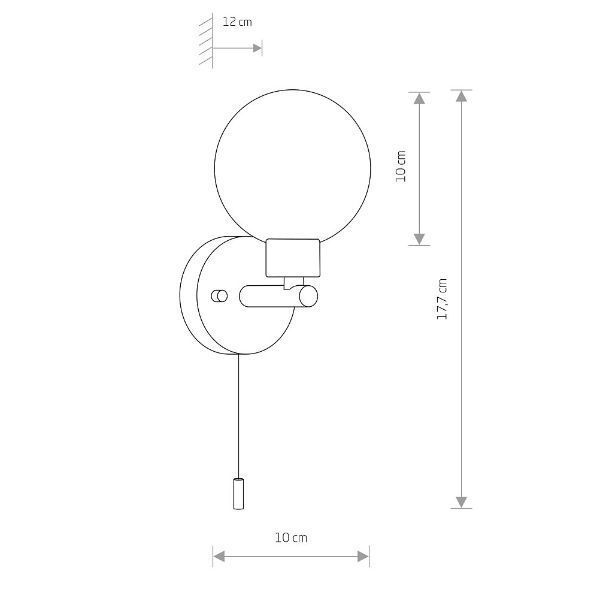 Czarny kinkiet łazienkowy Simi z łańcuszkiem