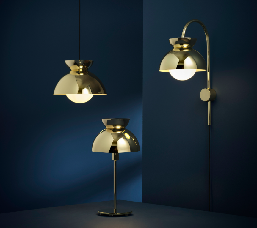 Złoty kinkiet Butterfly z metalowym kloszem