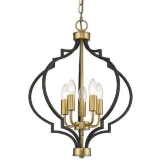 Czarna, szeroka lampa wisząca Nashville z złotym wnętrzem