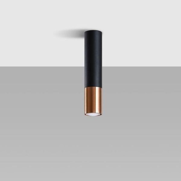 Czarna lampa sufitowa Loopez z miedzianymi akcentami