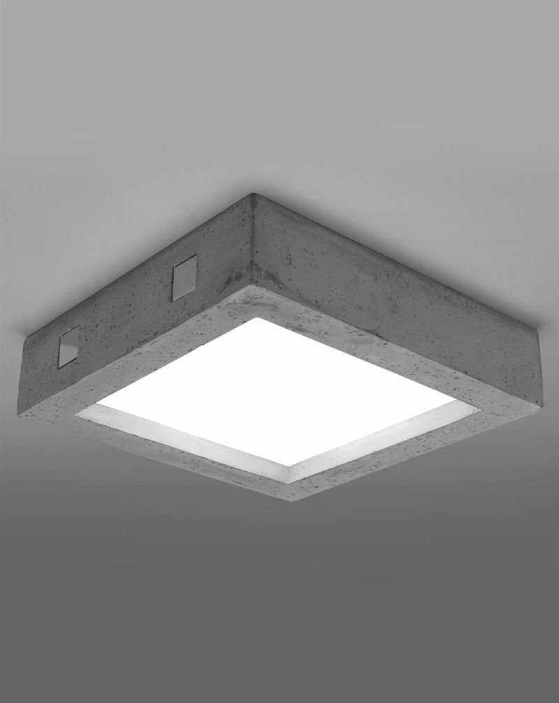 Betonowy plafon Riza w kwadratowym kształcie, idealny do nowoczesnej sypialni