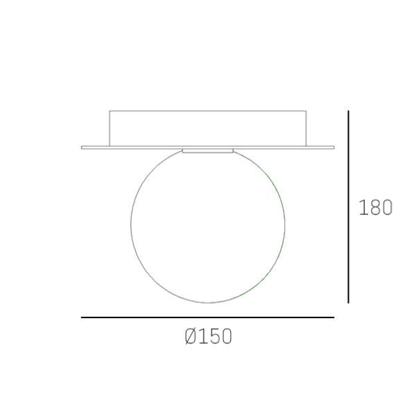 Czarny kinkiet Cape Town - szklana kula