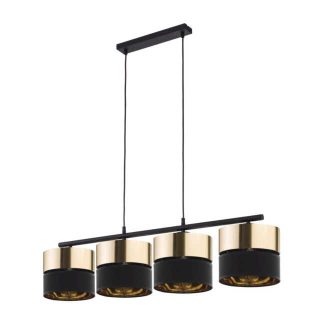 Wisząca lampa Hilton 4 ze złoto-czarnymi kloszami