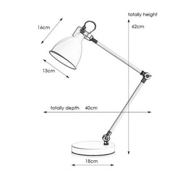 Biała lampka na biurko House z regulowanym ramieniem