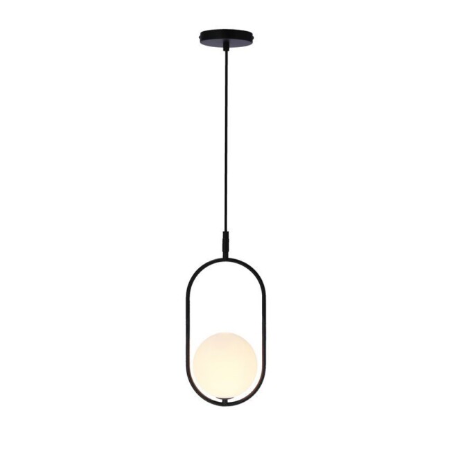 Czarna pojedyncza lampa wisząca Cordel do kuchni