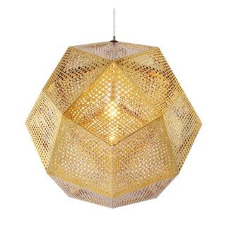 Złota wisząca lampa Futuri Star z geometrycznym kloszem