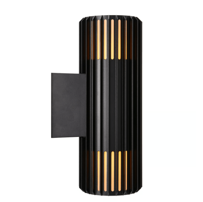 Czarny kinkiet Aludra od Nordlux, świecący w górę i w dół, na dwie żarówki