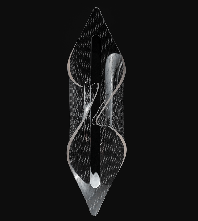 Kinkiet Velo z designerskiego szkła w srebrnym wykończeniu