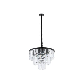 Elegancka czarna lampa wisząca Cristal M z kryształkami