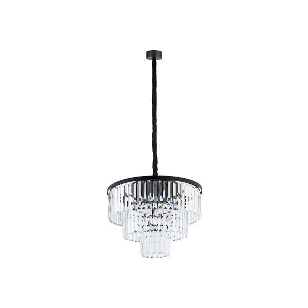 Elegancka czarna lampa wisząca Cristal M z kryształkami