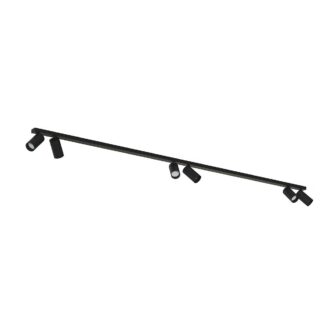 Podłużna czarna sufitowa listwa MONO VI z czterema kloszami