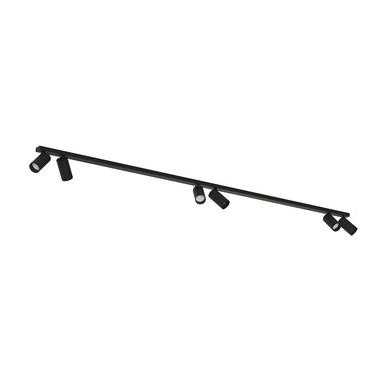 Podłużna czarna sufitowa listwa MONO VI z czterema kloszami