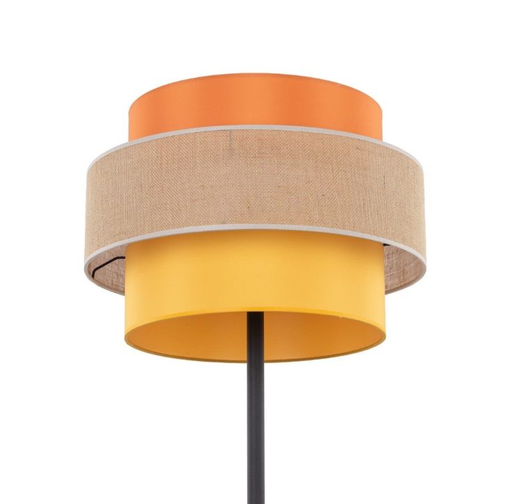 Stojąca lampa Trio Juta z abażurami w odcieniach beżu, żółci i pomarańczu
