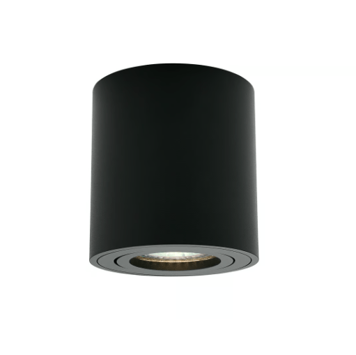 Regulowany sufitowy spot Sabonis w czarnym kolorze, wykonany z aluminium