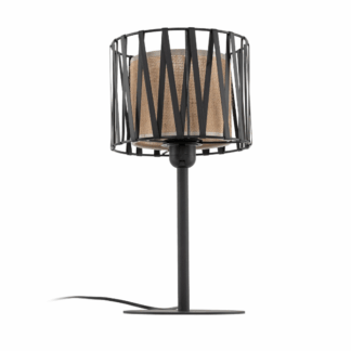 Jutowa lampka nocna Harmony z czarnym oplotem